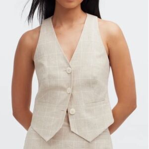 Madewell Glen Plaid Linen & Cotton Cutaway Vest Top